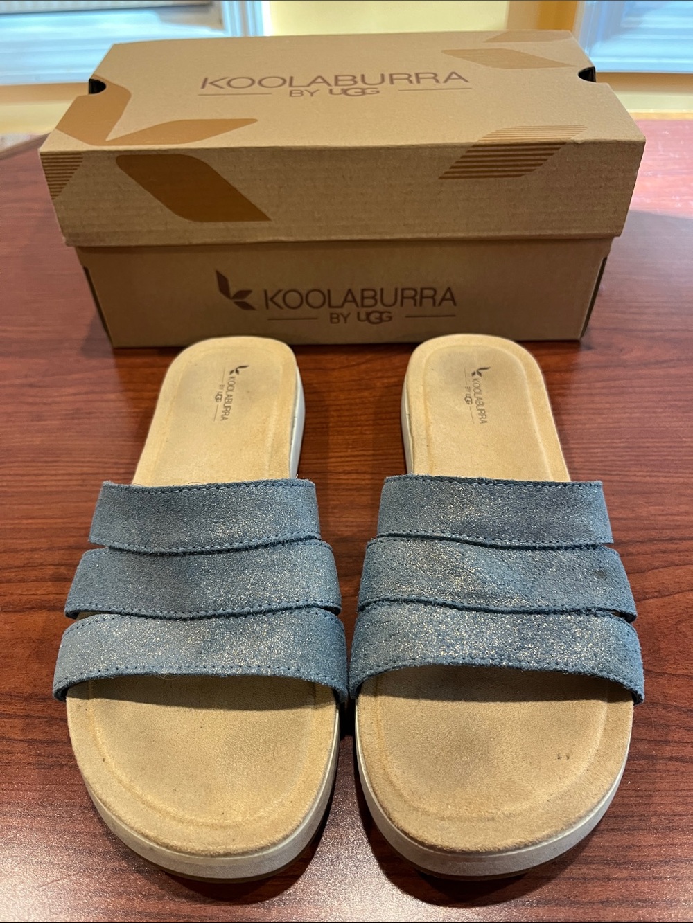 Koolaburra by UGG Blue Suede Slide Sandals